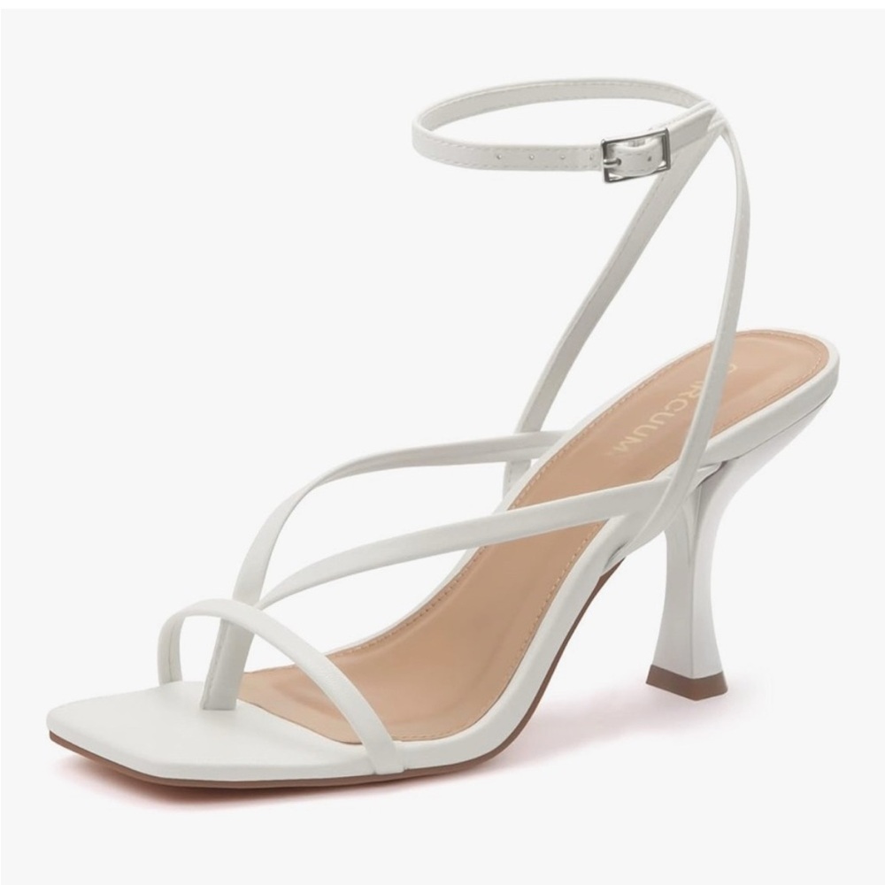 Carcuume White Strappy Heels